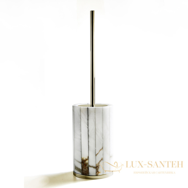 ершик для унитаза напольный 3sc rigato, al17gd, алебастр/золото