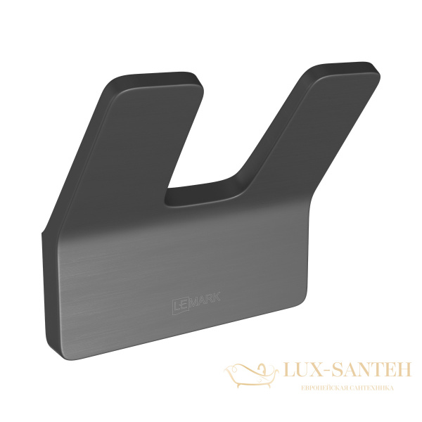 крючок двойной lemark smooth line 9716006 для полотенец и халатов, графит