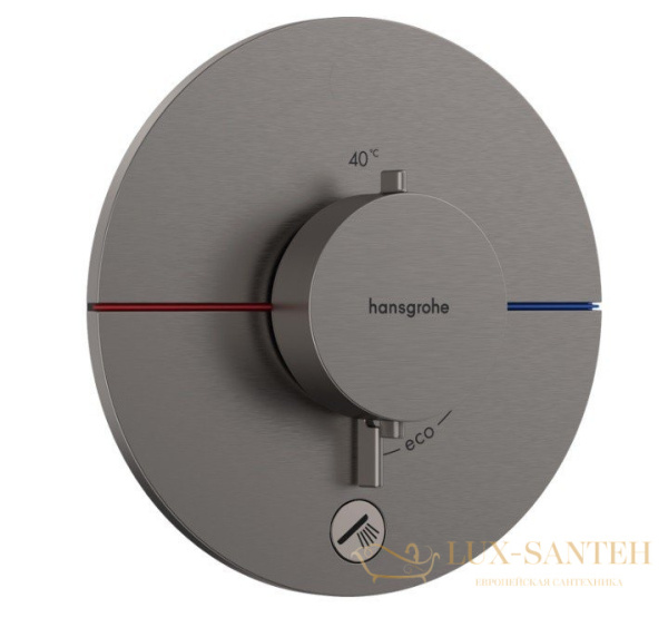 термостат для душа встраиваемый hansgrohe showerselect comfort s, 15562340, 1 выход + 1 дополнительная розетка, черный хром шлифованный
