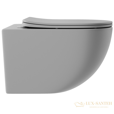 унитаз подвесной aqueduto ovo, ovo0130, 525*360 безободковый, сиденье c микролифтом, серый матовый