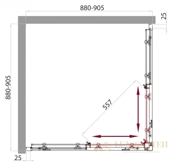душевой уголок belbagno sela-a-2 sela-a-2-90-ch-cr 90x90 см, стекло текстурное