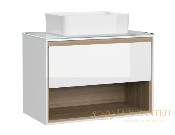 тумба cersanit louna 80 со столешницей, sp-sz-lou80-bl/wh, цвет белый