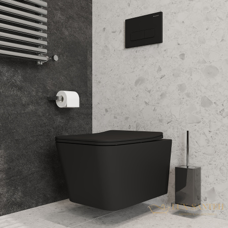 унитаз подвесной aqueduto macio, mac0110, 520*370 безободковый, сиденье с микролифтом, черный матовый