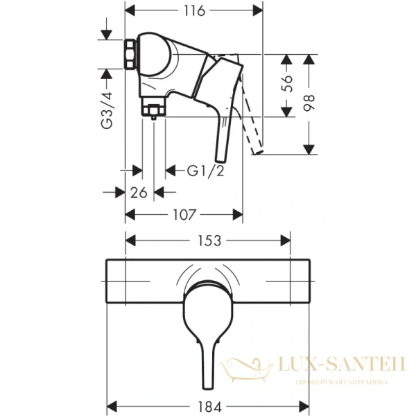 смеситель для душа hansgrohe talis s 72601000, хром
