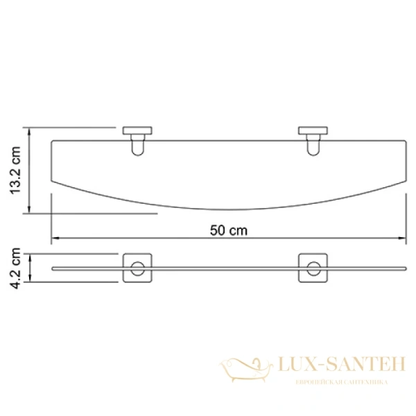 полка стеклянная wasserkraft lippe k-6524 50 см, хром