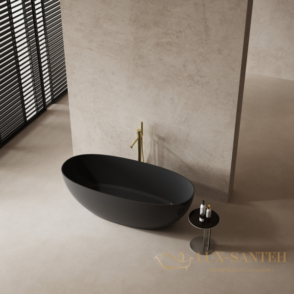 ванна свободностоящая из карбона abber karbon ak9002-1.8, 180х85х52h см, черный глянцевый