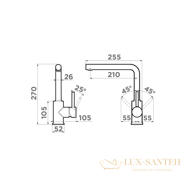смеситель omoikiri nakagawa-p-ch 4974314 для кухни, шампань