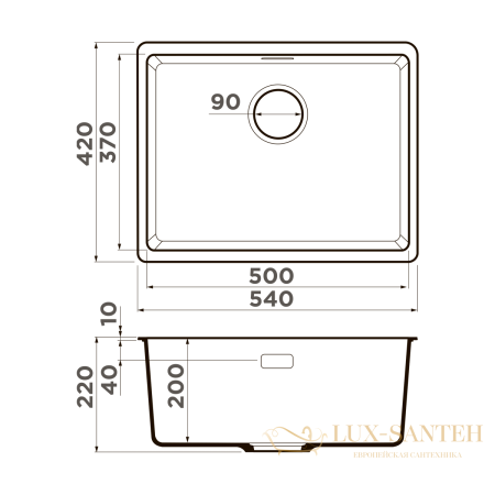 кухонная мойка omoikiri kata 54-u-gr artgranit х leningrad grey, 4993411