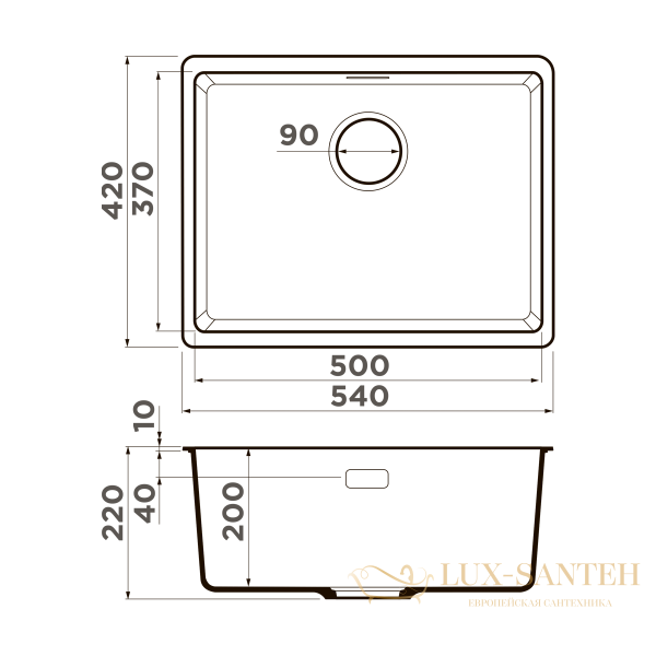 кухонная мойка omoikiri kata 54-u-sa artgranit х бежевый, 4993424