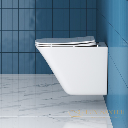 подвесной унитаз belbagno marmi bb052chr/bb052sc с сиденьем микролифт, белый