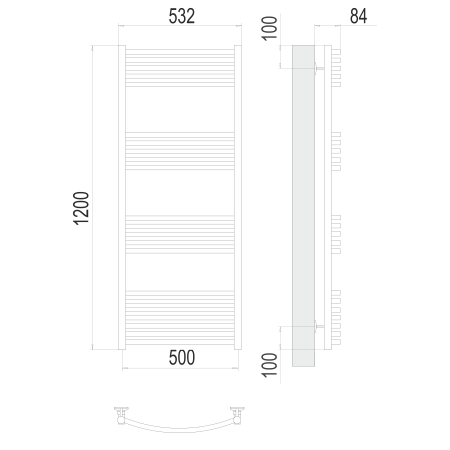 полотенцесушитель водяной terminus классик 4670078529619 п22 500x1200