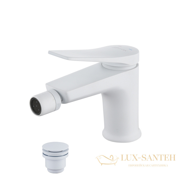 смеситель для биде lemark bronx lm3708mw, с донным клапаном, белый мтовый