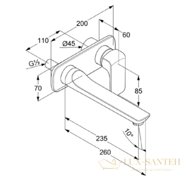 смеситель для раковины kludi ameo 412450575 без донного клапана, хром