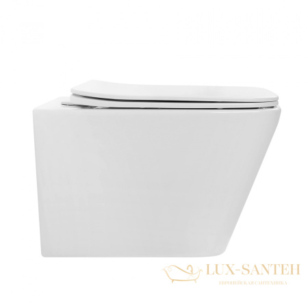 унитаз подвесной безободковый abber bequem ac1201, смыв торнадо, 53х35,5 см, белый глянцевый