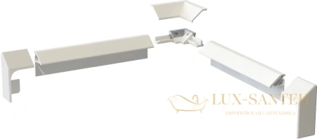 бордюр декоративный для ванн и поддонов aquatek 195 см dekor-0000001, белый глянцевый, комплект