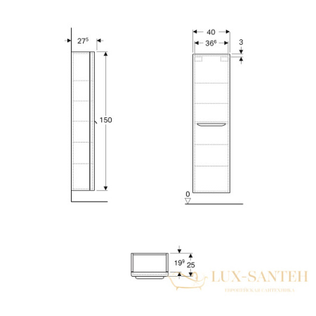 шкаф-пенал geberit myday 824001000 400х1500 мм