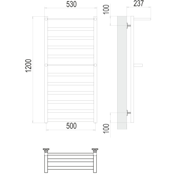 полотенцесушитель водяной terminus хендрикс 4670078529831 с полкой п12 500x1200