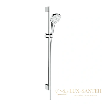 душевой набор hansgrohe croma select e 26594400, 1jet со штангой 90 см, белый/хром