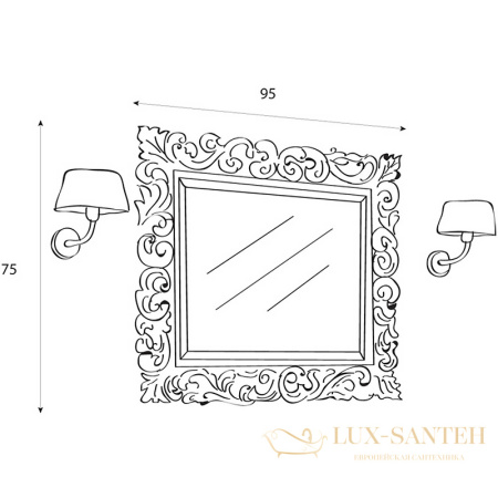 зеркало cezares 620/a 75 см, nero argento