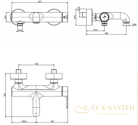 смеситель для ванны fima carlo frattini snap f3114/1ns, черный матовый