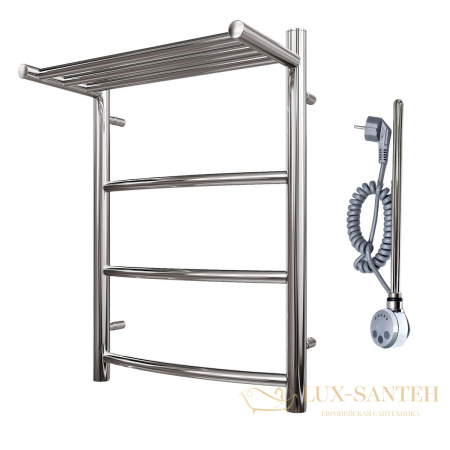 полотенцесушитель 500x600 электрический point афина pn04156pe п3 с полкой левый/правый, хром