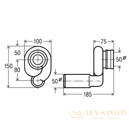 вакуумный сифон для писсуара viega 492465 горизонтальный выпуск, белый