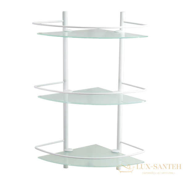 полка стеклянная тройная угловая wasserkraft k-3133white, белый матовый