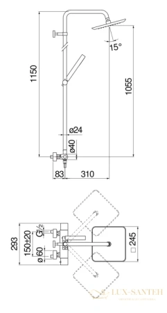 душевая система nobili seven, se124030/30cr, цвет хром