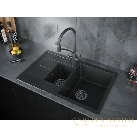 смеситель paulmark sigen si213111-308 для кухни с подключением к фильтру, хром/черный