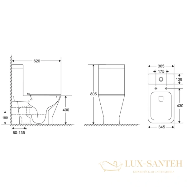 унитаз напольный безободковый aquame aqm1006, в комплекте c сиденьем softclose, горизонтальный выпуск, белый глянцевый