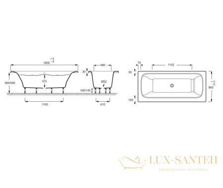 акриловая ванна jacob delafon excellence elite e5bd247r-00 с гидромассажем 180*80 см, белый