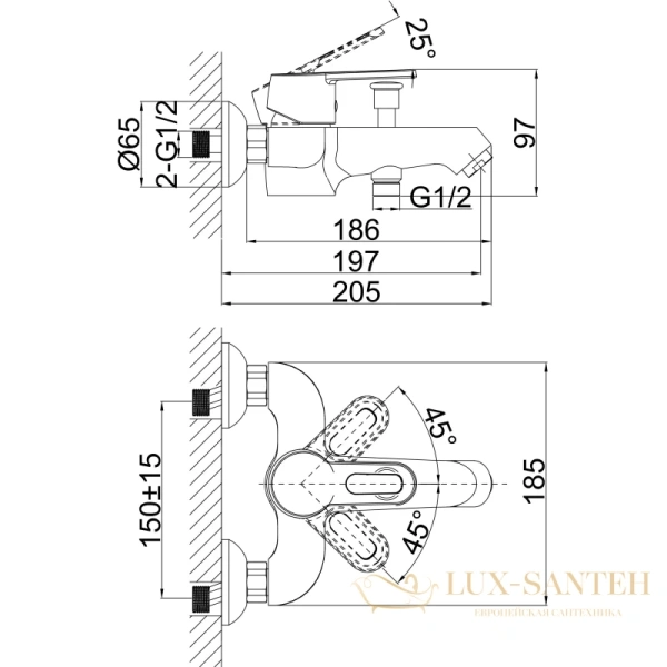 смеситель d&k bayern.hamburg da1173201 для ванны, хром