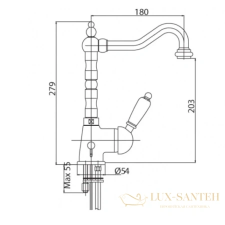 смеситель cezares vintage vintage-llm2-03/24-sw для кухни, золото 24 карата