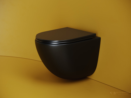 унитаз подвесной ceramica nova vogue, cn4008tmb, смыв торнадо, безободковый, с сиденьем микролифт, черный матовый