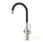 смеситель для кухни lemark expert lm5083s-black, с гибким изливом и подключением к фильтру с питьевой водой, нержавеющая сталь/черный