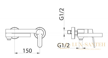 смеситель belbagno delta del-vasm-in для ванны, сатин