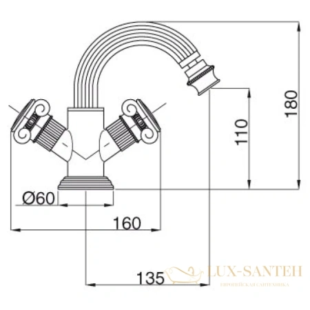 смеситель cezares aphrodite aphrodite-bs2-03/24-m для биде с донным клапаном, золото 24 карата