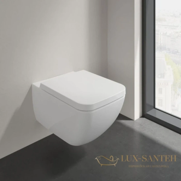 подвесной безободковый унитаз villeroy & boch collaro 4626hs01 с сиденьем микролифт, альпийский белый