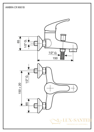 смеситель с ручным душем emmevi ambra 9001/cr для ванной, хром