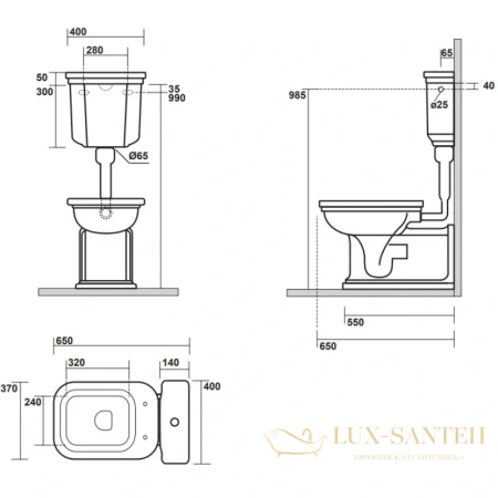 бачок низкий для унитаза kerasan waldorf 418201bi, белый