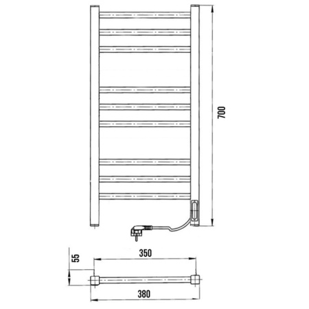 полотенцесушитель с/т laris астор чк п9 350/700 правый тэн белый 73207768