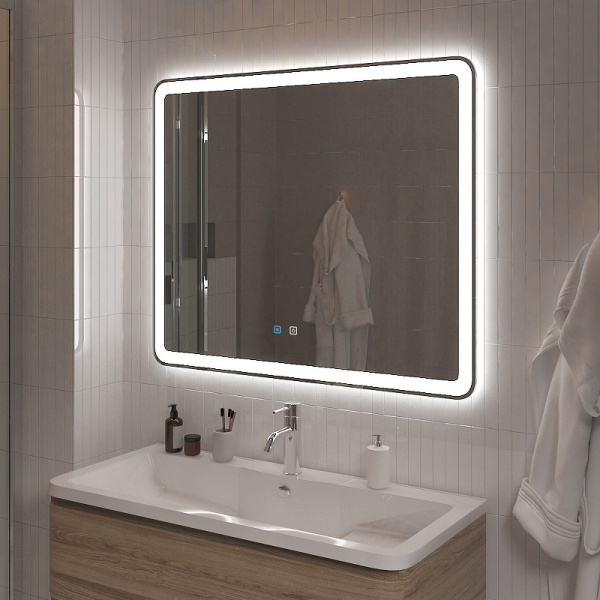 зеркало belbagno marino spc-mar-1000-800-led-tch-snd 100 см с подсветкой с голосовым управлением и подогревом, белый