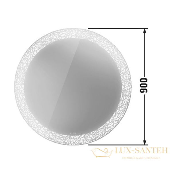 зеркало duravit happy d.2 plus hp7481s0000 ⌀900 мм, с подсветкой, декор «radial» 