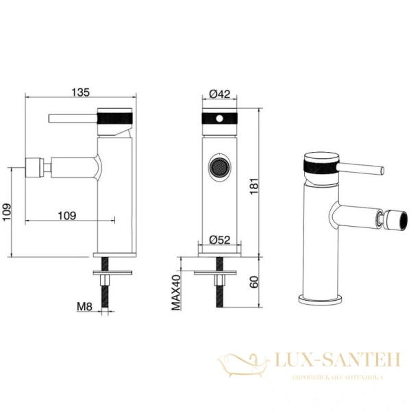 смеситель allen brau priority 5.31004-bn для биде с донным клапаном, никель