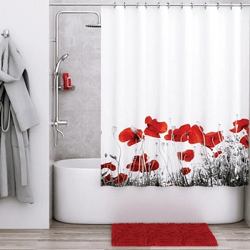 штора wasserkraft main sc-47101 для ванной комнаты, белый, красный