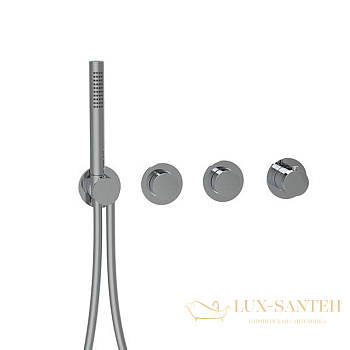 термостат для душа встраиваемый almar push modular e180433.gm, внешняя часть, на 2 выхода, оружейная сталь брашированная pvd