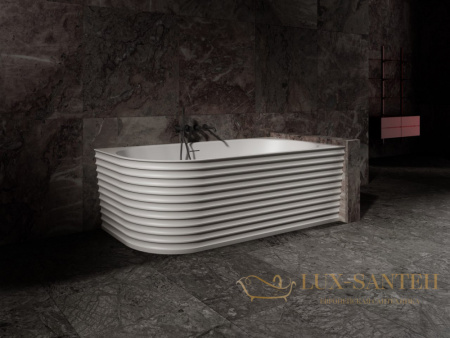 ванна угловая из искусственного камня abber stein as9651 r, правосторонняя, 170х80х55h см, белый матовый 