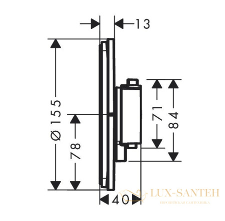 термостат для душа встраиваемый hansgrohe showerselect comfort s, 15559000, хром