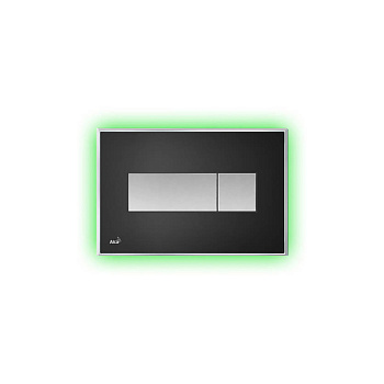 alcaplast кнопка управления с цветной пластиной, светящаяся кнопка черная глянцевая, свет зеленый m1474-aez112