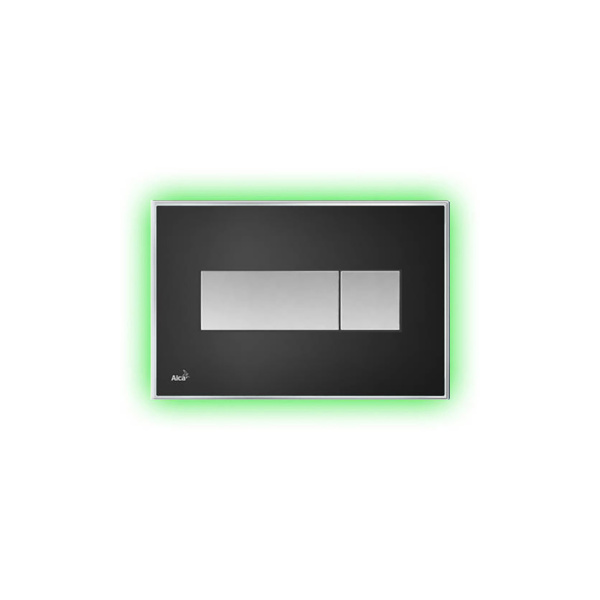 alcaplast кнопка управления с цветной пластиной, светящаяся кнопка черная матовая, свет зеленый m1475-aez112